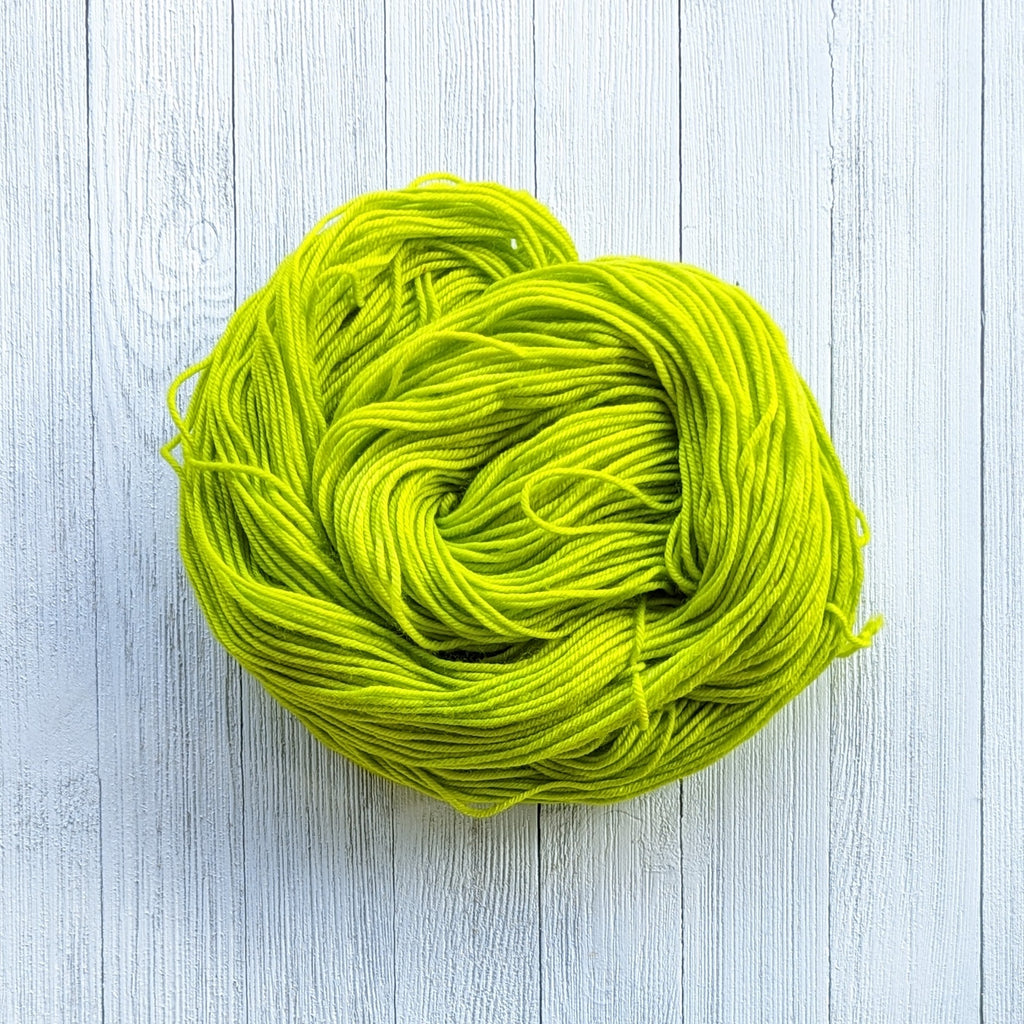 Electric green yarn, neon green yarn, neon yarn with speckles, green hand  dyed yarn. - Destination Yarn